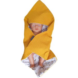 Omslagdoek voor de pop - Oker Geel - Voor poppen tot max 43 cm, bijv. Baby Born of Paola Reina - Leuk om cadeau te doen voor een verjaardag, sinterklaas of kerst