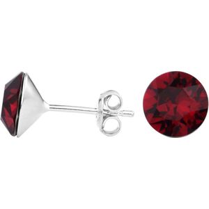 ARLIZI 1565 Oorbellen Swarovski Kristal - Dames - 925 Sterling Zilver - 8 mm - Rood