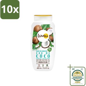 10 x Lovea – Douchegel – Sulfaatvrij Kokos – Mild en hydraterend – 400 ml - Grootverpakking - Kabel - Kabels - Kabelsysteem - Kabelsysteem