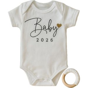 LuukyBB - Baby Rompertje 2026 - Wit Goud - Aankondiging Zwangerschap Bekendmaking Zwangerschapsaankondiging - 3 Maanden Maat 62 - Jullie Worden Opa en Oma - In Verwachting Cadeau - In Verwachting Aanstaande Mama Papa - Oom Tante - Pregnancy Announce