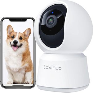 360° Pan Tilt Beveiligingscamera - 1080p Full HD Slimme Baby- en Huisdierenmonitor met Nachtzicht, Tweeweg Audio en Bewegingsdetectie, Werkt met Alexa