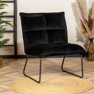 Bronx71® Velvet fauteuil Malaga zwart