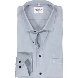 MARVELIS modern fit overhemd - popeline - donkerblauw gestreept - Strijkvrij - Boordmaat: 46