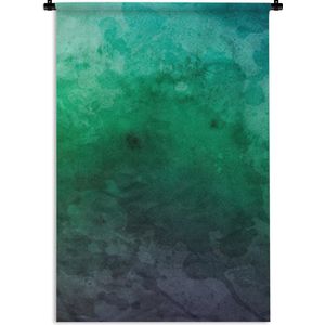 Wandkleed Waterverf Abstract - Abstract werk gemaakt van waterverf met donkergroene en blauwe vlekken Wandkleed katoen 60x90 cm - Wandtapijt met foto