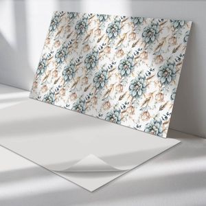 Wallfluent Vinyl Wandpaneel - Bloemen plantenpatroon Wandpaneel PVC - 120 cm x 60 cm - Grijs Vinyl Wandpaneel - Set van 1 - Rechthoekig Wandbekleding Vinyl - Bloemen en planten Wandpaneel - Zelfklevend Wandpaneel - Wandpaneel Keuken en Badkamer