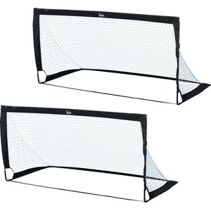 HOMCOM Voetbaldoelen Voetbalnet set van 2 minidoelen opvouwbaar staal zwart 186 x 90 x 89 cm A62-015