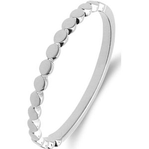 Lucardi Dames 14 karaat witgouden ring bolletjes - Ring - 14 Karaat Goud - Zilver - 18 / 57 mm