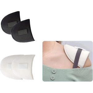 2 paar wigvormige schoudervullingen van schuimrubber - Beklede schoudervullingen - Antislip versterkte schoudervullingsbanden - BH-schouders - Met vastgenaaide klevende flap - BH-bandvullingen van schuimrubber - Geschikt voor T-shirt-jurkkleding