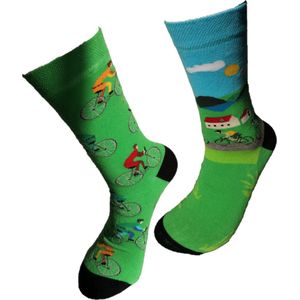 Verjaardag cadeau - Wielren sokken - fiets sokken - vrolijke sokken - valentijn cadeau - aparte sokken - grappige sokken - leuke dames en heren sokken - moederdag – vaderdag – kerst cadeau - Socks waar je Happy van wordt - Maat 42-47