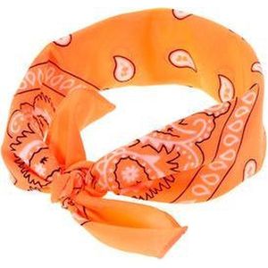 Bandana Paisley oranje - 100% katoen - boeren zakdoek - orange - Cotton - zakdoek - hoofdband - sjaaltje - accessoire - carnaval