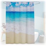 Douchegordijn - Bedrukt - Zandstrand - Polyester - Waterafstotend