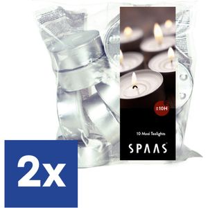 Spaas Theelichtjes Maxi - 10 branduren - 2 x 10 stuks