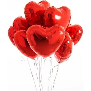 Akyol - Hartjes Ballonnen Rood 5 Stuks -folie ballon hart -hartjes ballon rood -hartjes ballon rood folie -folie ballon hart | Folie Ballonnen set voor Valentijnsdag | Helium Ballon | Party Feest Ballonnen | Romantische Versiering - 45cm
