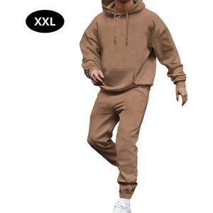 Nivard Joggingpak Heren - Huispak - Volwassenen - Trainingspak - Comfortabel - Jogging Pak - Joggingsbroek - Donkerbruin - XXL