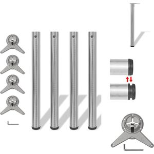 vidaXL Tafelpoten - Tafelpoten - 60 x 710 mm - Verstelbaar - Geborsteld Nikkel - Tafelonderdeel