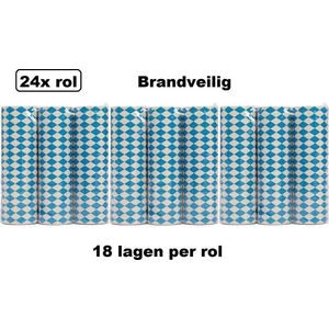 24x Papier rollen serpentines Oktoberfest blauw/wit - BRANDVEILIG - Carnaval Bierfeest Festival festival optocht feest party serpentine