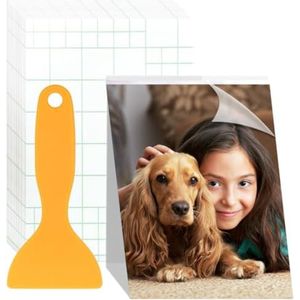 50 vellen zelfklevende lamineerfolies, 15,24 cm, glanzende koud lamineerfolie, transparante glanzende lamineerfolie, geen machine nodig, met schraper, hoogwaardige lamineerfolie voor visitekaartjes, foto's, posters en meer