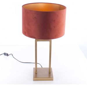 Landelijke tafellamp Veneto | 1 lichts | koper / brons / bruin / goud | metaal / stof | Ø 30 cm | 55 cm hoog | tafellamp | modern / sfeervol / klassiek design