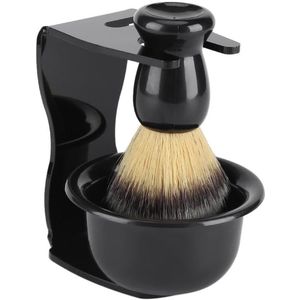 Shaving Set Kit - Brush Set - Shaving Brush met RVS Borstelstandaard - Safety Razor - Scheerzeep Kom voor Mannen - Handmatig Scheren (3 PCS)