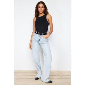 Trendyol - Schwarz - Bodysuit - Effen - Mouwloos - Polyester