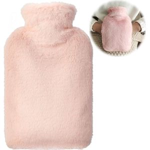 Duurzame Warmwaterkruik met Zacht Pluche Deksel - 2L Warmwaterfles met Kangoeroezak voor Kinderen en Volwassenen