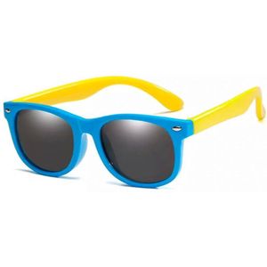 Kinder-zonnebril voor jongens/meisjes - kindermode - fashion - zonnebrillen - blauw montuur - gele poten