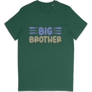 Jongens T Shirt Met Tekst: Big Brother - Grote Broer - Groen - Maat 92