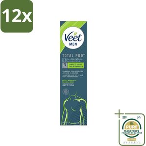 Veet for Men - Ontharingscreme - Normale Huid - 200ml - Voordeelverpakking - 12 stuks - Gladde huid - Haargroei remmen