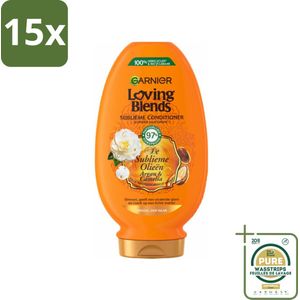 15 x Garnier Loving Blends Argan- en Cameliaolie Conditioner 250 ml - Grootverpakking - Droog Haar - Dof Haar - Arganolie - Camelliaolie - Haarvoeding