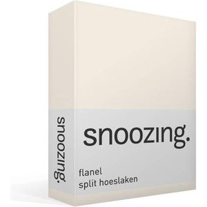 Snoozing - Flanel - Split-hoeslaken - Lits-jumeaux - 160x200 cm - Ivoor