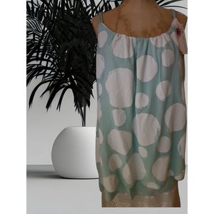 Dames top met print en gevlochten bandjes mint One size 38 t/m 44