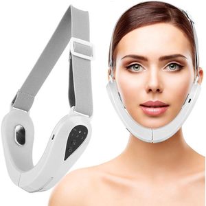 Elektrische V-gezichtsmassager - Verwijdert dubbele kin - Gezichtsmassager - Gezichtsverstevigend schoonheidsapparaat - Schoonheidsapparaat - Drie standen - Geschikt voor het verwijderen van dubbele kin - Wit