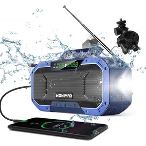 Noodradio Opwindbare Emergency Radio - Bluetooth Speaker Fiets Hoeveelheid IPX5 Waterdicht Solar Noodradio AM FM Hand Crank 5000mAh Batterij Dynamo Camping Zaklamp SOS Opwindbaar Survival