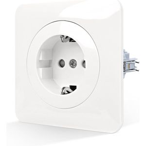 Dubbel Inbouwstopcontact met USB-A en Schuko - Geaard Wandcontactdoos met Vlamvertragende Materialen - Zuiver Wit
