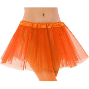 Dames verkleed rokje/tutu - tule stof met elastiek - oranje - one size