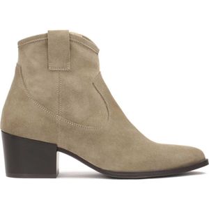 Suede cowboy boots with zipper
