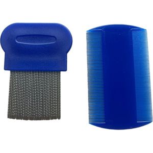 Medies - professionele set luizen en netenkam | luizenkam | netenkam | luizenkammen | luizenkam kind | luizen kam - 1 metalen luizenkam dubbel gestreept en 1 plastieken luizen- en netenkam - blauw
