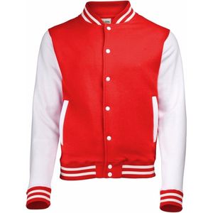 Rood met wit college jacket voor heren XXXL