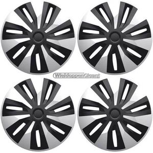 AutoStyle BOLLE Wieldoppen 16 inch Orion zilver/zwart voor bestelwagens en campers met bolle velgen. Set a 4 stuks