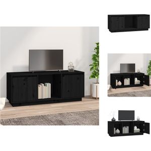 vidaXL TV-meubel Grenenhout Zwart - 110.5 x 35 x 44 cm - Kast