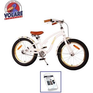 Volare Kinderfiets Miracle Cruiser - 18 inch - Wit - Inclusief WAYS Bandenplakset