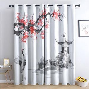 Verduisteringsgordijn Japanse stijl - thermisch - set van 2 - bloemenpatroon - 280x240 cm