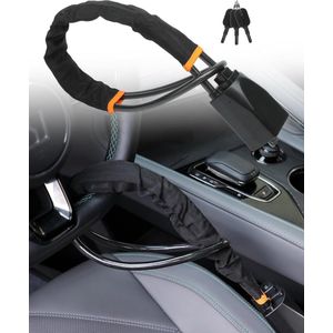 Stuurslot, stuurslot antidiefstalapparaat met sleutel, wielslot, universele stuurslotriemen voor auto vrachtwagen SUV golfkar (zwart)