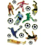 16x  Voetbal stickers met 3D effect met zacht kunststof - kinderstickers - stickervellen - knutselspullen