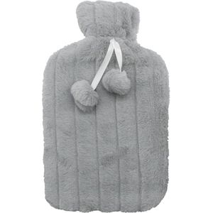 Grijze Pluizige Warmwaterfles - Ideaal voor Pijnbestrijding en Warmte tijdens het Koude Seizoen - Perfect als Cadeau voor Iedereen