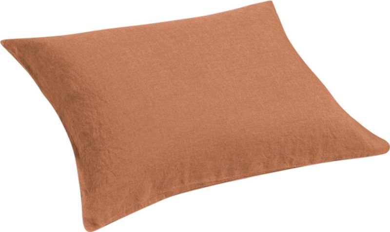 Yumeko kussensloop gewassen linnen terracotta 60x70 - Biologisch & ecologisch - 1 stuk