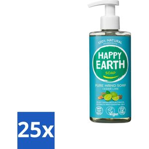 Happy Earth – Handzeep – 100% Natuurlijk Cedar Lime – 300 ml - Bulkverpakking - 25 stuks