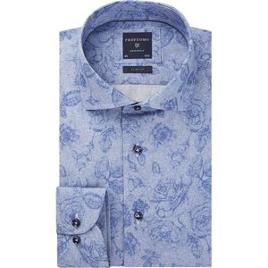 Profuomo - Overhemd SF Blauw Bloemen - 38 - Heren - Slim-fit