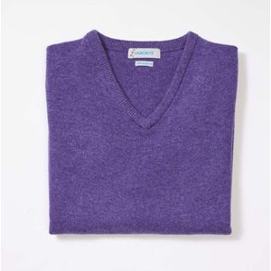 Osborne Knitwear Trui met V hals - Dames - Lamswol - Heliotrope - 2XL