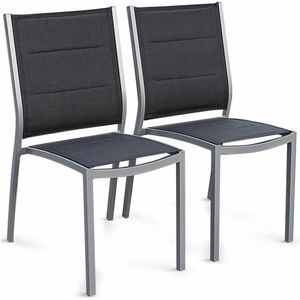 sweeek - Set van 2 stapelbare chicago stoelen van aluminium en textileen